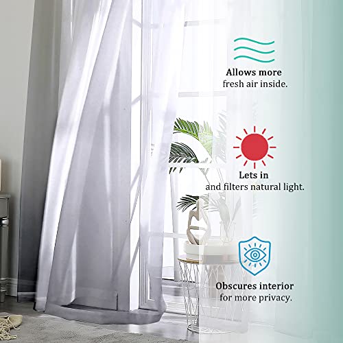 2 Panels Sheer Charcoal Grey Curtains 72 Inches Length Window Treatment for Kitchen (Charcoal Grey / 42"W x 72"L (Pack of 2))
