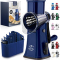 Rotary Cheese Grater Manual Hand Crank 5 Blade Shredder (5 Blades / Sapphire)