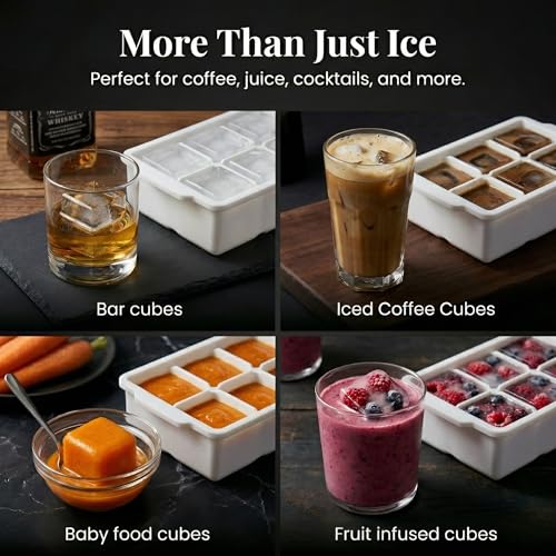 Large Silicone Ice Cube Tray (White / 3-Pack)