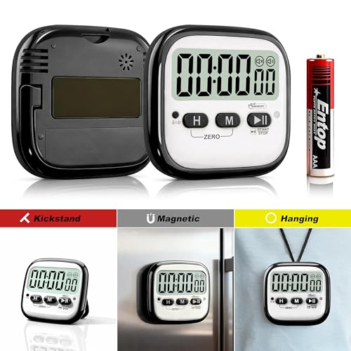 2 Pack Magnetic Kitchen Timers for Cooking (Digital Timer 2 Pack - Black)