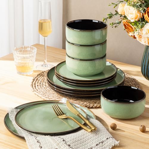 Ceramic Dinnerware Sets for 4 (Modern-Light Green / Service for 4 (12 Pcs))