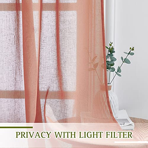 Semi Sheer Linen Curtains (52"W x 84"L (Pack of 2) / Burnt Orange)