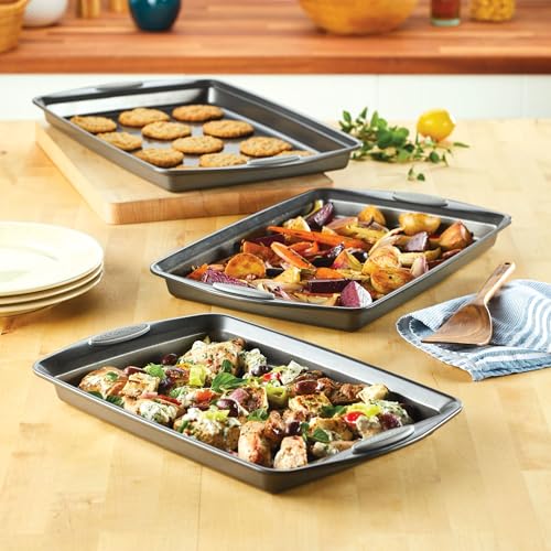 Bakeware Nonstick Cookie Pan Set (Sea Salt Gray Grips)