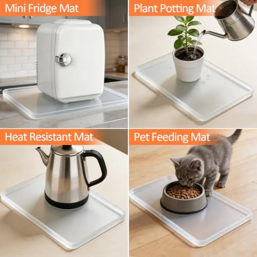 Silicone Coffee Maker Mat with Lip for Countertops 14.8''x7.9'' Translucent (Translucent / 14.8'' x 7.9'')