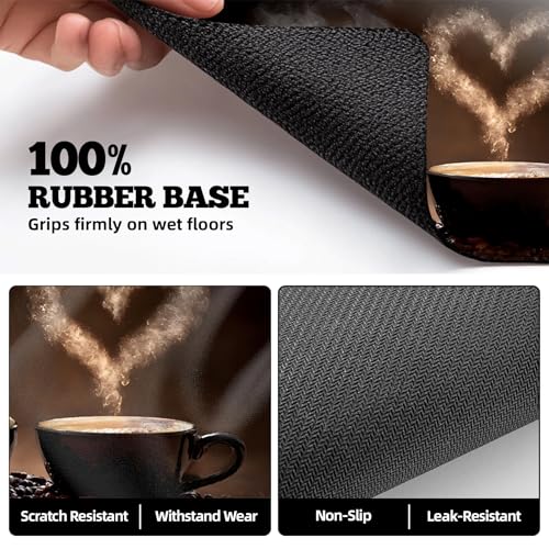 Dish Drying Mat Large Coffee Mat Absorbent Drying Mat for Kitchen Counter Coffee Bar Accessories 32"x 17" (Latte Cups 5)