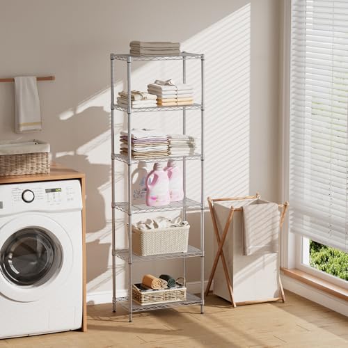 6 Metal Shelves Wire Shelving Storage Shelf Adjustable Unit Pantry (Grey / 6 Tier 12"Dx22"Wx69.5"H)