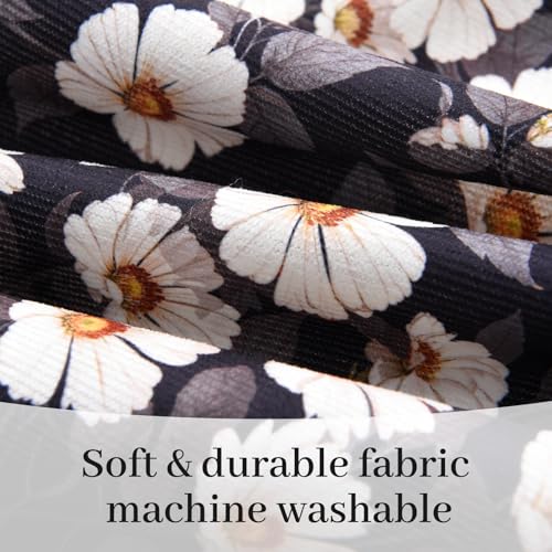 Cute Floral Aprons for Women with Pockets (Medium / Black Beige)