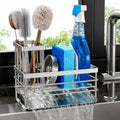 Sink Caddy Sponge Holder for Kitchen with Brush Holder and Stainless Steel Self Drain Tray (8.26'' / Silver)