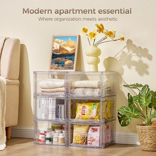 2 Pack Clear Stackable Storage Drawers 15QT (Medium)