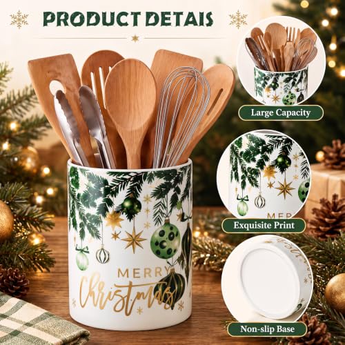 Christmas Ball Pattern Ceramic Utensil Holder (Christmas Balls)