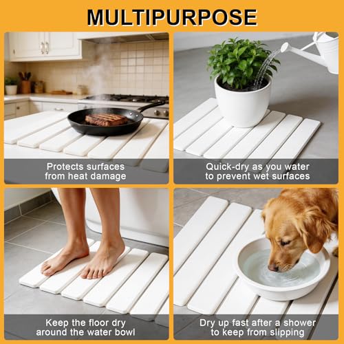 Stone Dish Drying Mat for Kitchen Counter (White / 16" x 12")