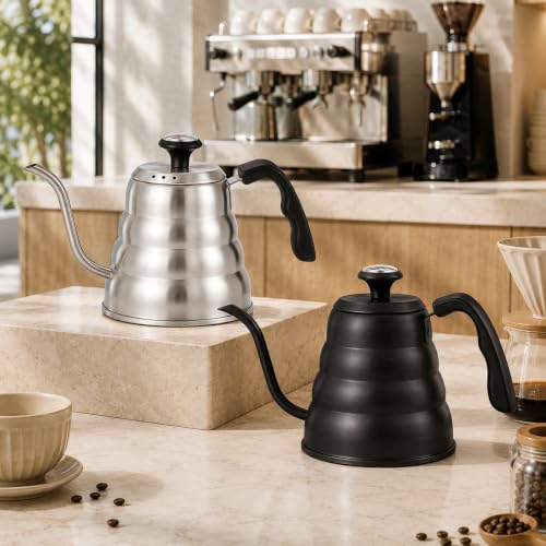 Gooseneck Kettle with Thermometer (Black)