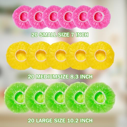 60Pcs Elastic Bowl Covers Saran Wrap Plastic Reusable Food Covers