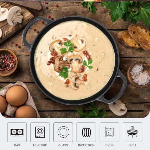 6 QT Basics Cast Iron Dutch Oven Pot with Lid and Dual Handles (6QT)