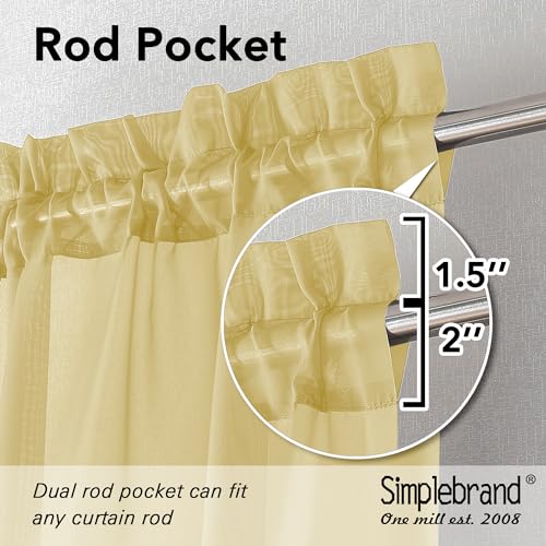 Yellow Sheer Curtains 63 Inch Length 2 Panels (Yellow / 42"W x 63"L (Pack of 2))