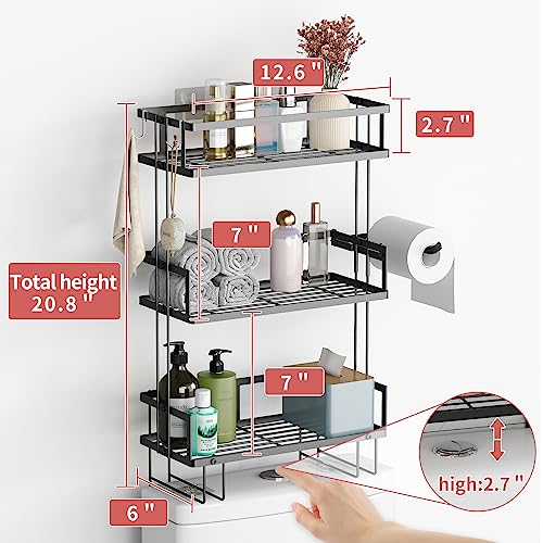 3 Tier Over Toilet Storage Shelf (Black / 3-Tier)
