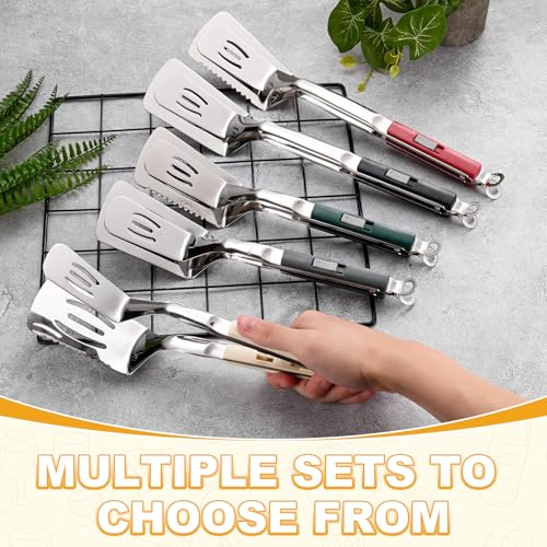 Spatula Tongs (Black Handle, Silver Tone)