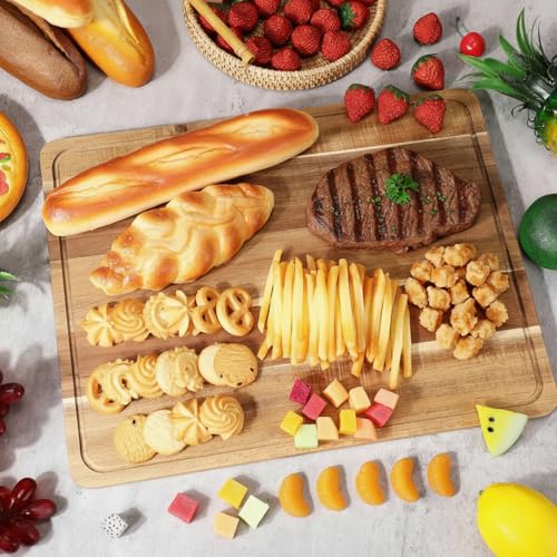 6 Pcs Acacia Wood Cutting Boards with Juice Grooves (20 x 15 Inch)