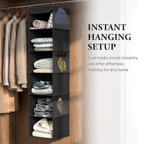 6 Shelf Hanging Closet Organizer (6 Shelf / Black)