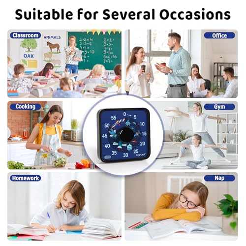 7.5 Inch Astronaut Pattern Visual Timer for Kids (An & Black)