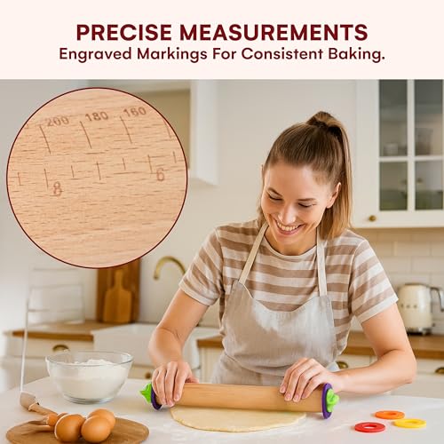 Rolling Pin with Thickness Rings (13.7''x2.75''x2.75'')