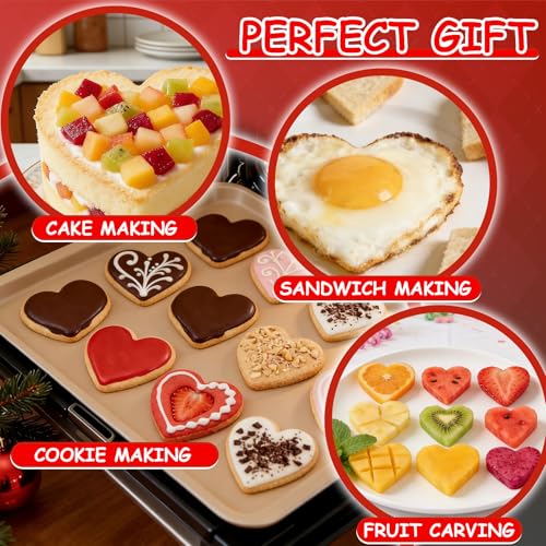 Love Heart Cookie Cutter Set Pack of 5 Valentines Day Heart Biscuit Cutter for Sandwiches (A-Heart)