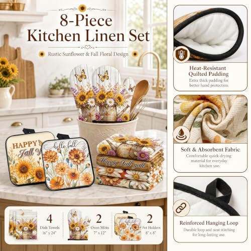 Fall Kitchen Decor Set (Orange Flower)