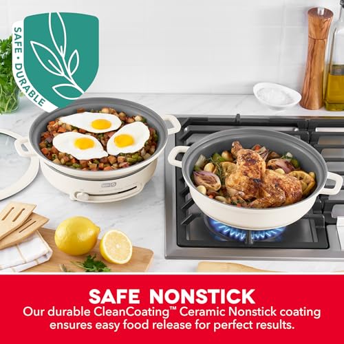 Stacks Stacking Cookware Set with Electric Burner (Cream 8pc / 8 Pieces)