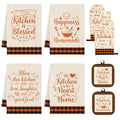 Fall Kitchen Decor Set (Cream Orange Plaid)