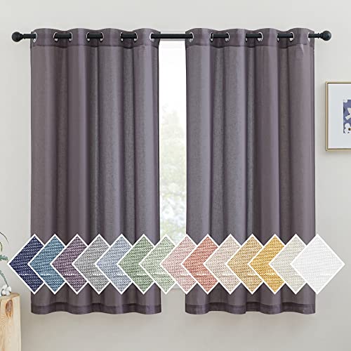 Linen Curtains for Bedroom (52"W x 63"L (Pack of 2) / Purple Brown)
