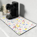 Coffee Mat 12" x 19" Coffee Bar Mats for Espresso Machine Station Accessories and Organizer (Cottagecore Wildflower / 12" x 19")