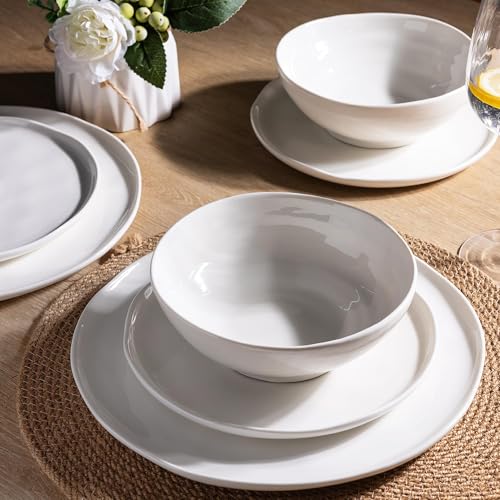 Ceramic Dinnerware Sets for 8 (Modern-Peal White / Service for 8 （24pcs）)