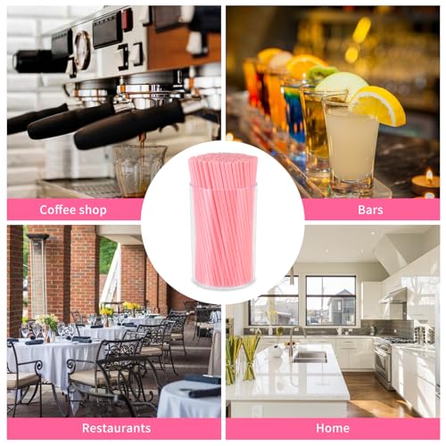500 Pcs Pink Coffee Stir Sticks Set Coffee Stirrers Holder Acrylic Stir Stick Holder Bar Straws Cocktail Straws Drink Stirrers for Coffee Bar Cocktail Milk Tea Restaurant Home Kitchen Party Supplies (Pink / 500 Pcs)