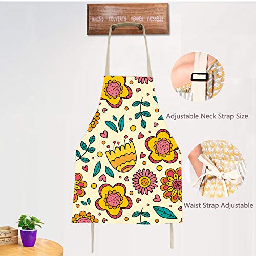 2 Pack Cotton Adjustable Parent and Child Apron Great Gift For Adult and Kid Mommy and Me Matching Set (White)