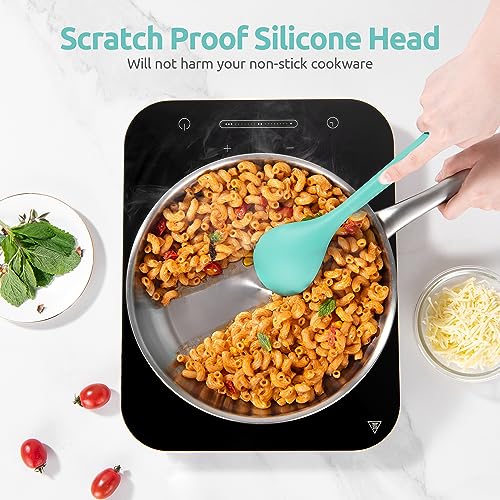 Silicone Kitchen Cooking Utensil Set of 5 ((1) Aqua Sky)