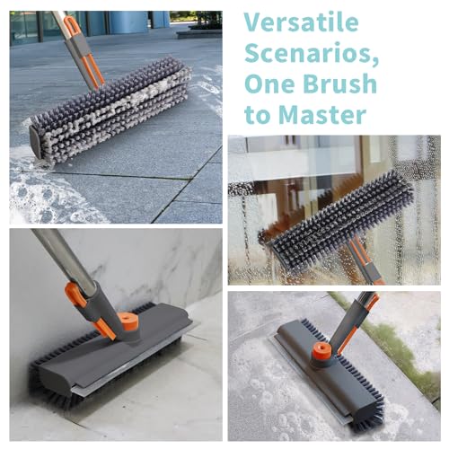 Floor Scrub Brush with Long Handle (Gray / 1 PACK)