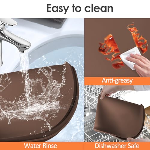 Silicone Coffee Maker Mat with Lip for Countertops (Brown / 24'' x 16'')
