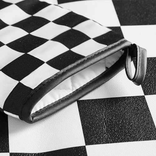 Black and White Checkered Oven Mitts Heat Resistant (Black and White)