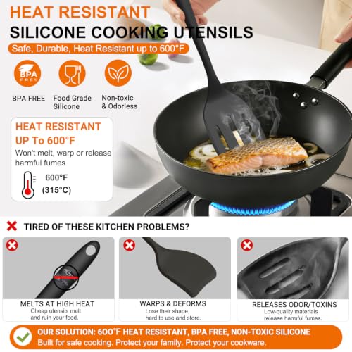 4 Pack Silicone Spatula Set (Black)