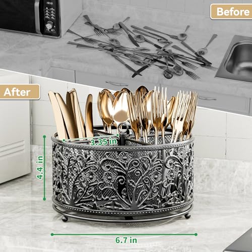 360° Rotating Flatware Caddy (Black)