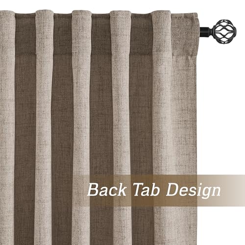 Linen Semi Sheer Curtains for Bedroom Living Room 96 inches Long (Z - Oatmeal / 52"W x 96"L (Pack of 2))