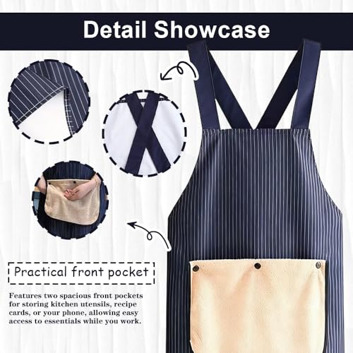 Apron With Towel Attached Apron With Pockets 2pcs（Black (Black/Navy)