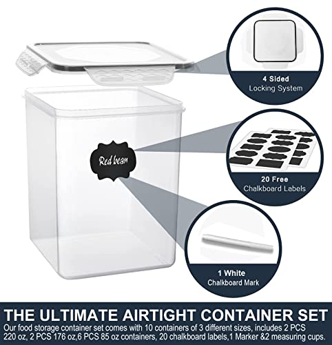 Large Tall Airtight Food Storage Containers (Black)