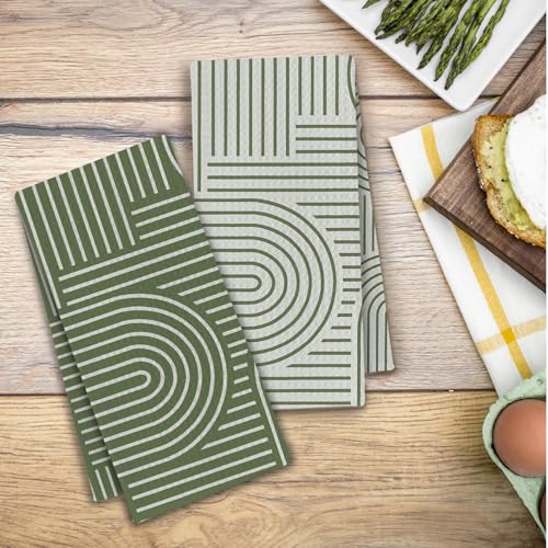 Abstract Boho Sage Green Kitchen Towels (Green / Casual)