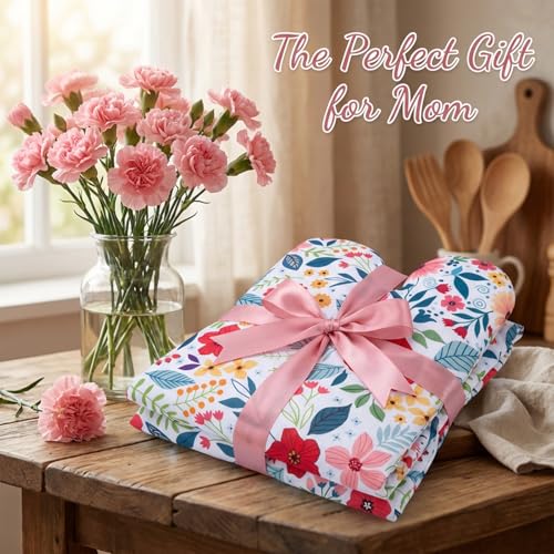 Floral Apron and Oven Mitt Set 5 Piece (Flower7)