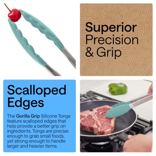 Stainless Steel Kitchen Tongs for Cooking (Mint / 7" + 9")