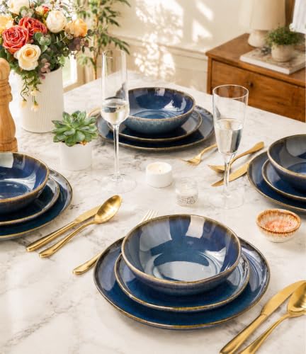 Ceramic Dinnerware Sets for 6 (Ocean Teal / Service for 6(18Pcs))