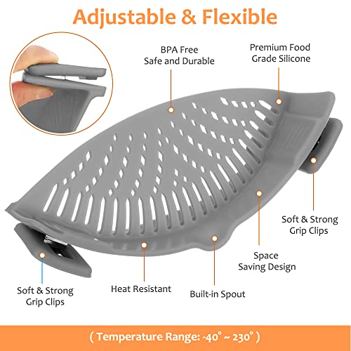 Clip on Strainer for All Pots Pan (Gray)
