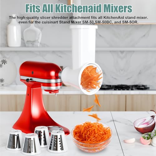 Slicer Shredder Attachment for KitchenAid Stand Mixer (White)