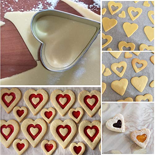 Love Heart Cookie Cutter Set Pack of 5 Valentines Day Heart Biscuit Cutter for Sandwiches (A-Heart)